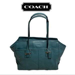 Coach Teal Leather Tote Bag